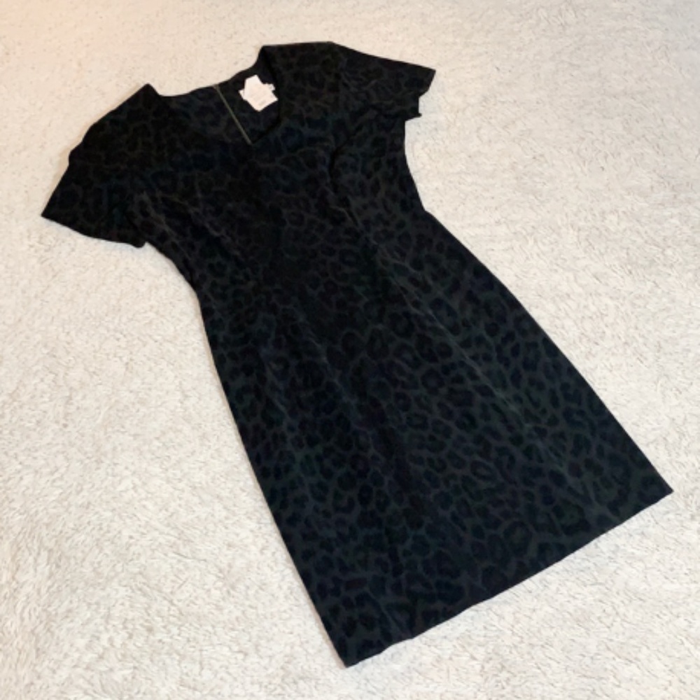 VINTAGE 80s 90s Black Gray Leopard Dress